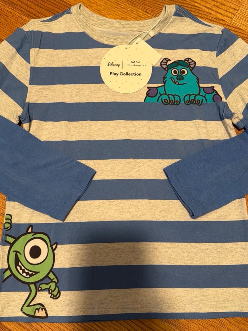 Little Sleepies Play Blue & Gray Striped Monsters, Inc. Long Sleeve Tee - Kids